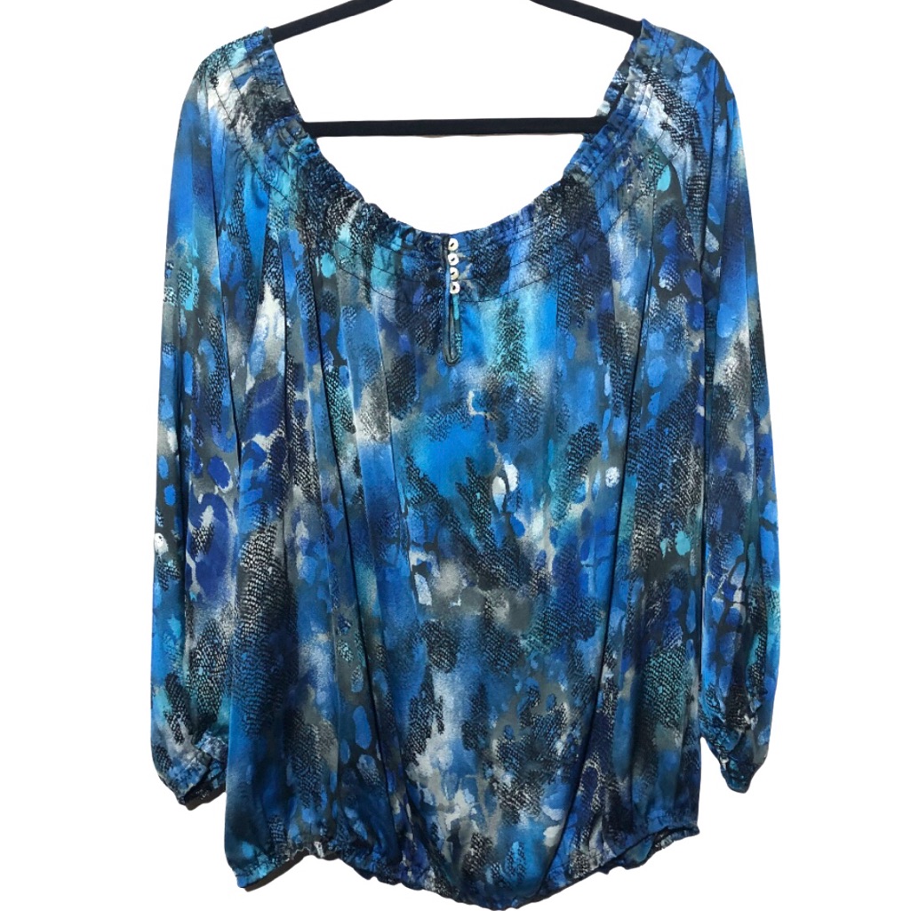 Nd Blouson Abstract Animal Print Top 2x